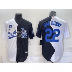 Toddler Los Angeles Dodgers 22 Bad Bunny 2022 All Star White Black Split Cool Base Baseball Jersey