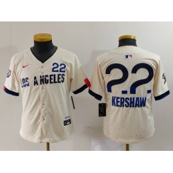 Youth Los Angeles Dodgers 22 Clayton Kershaw Cream Stitched Baseball Jersey 5