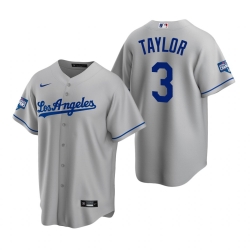 Youth Los Angeles Dodgers 3 Chris Taylor Gray 2020 World Series Champions Road Replica Jersey