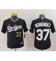 Youth Los Angeles Dodgers 37 Teoscar Hernandez Black Stitched Baseball Jersey 3