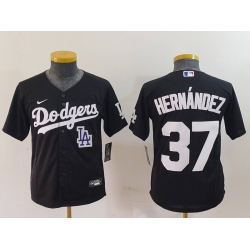 Youth Los Angeles Dodgers 37 Teoscar Hernandez Black Stitched Baseball Jersey 5