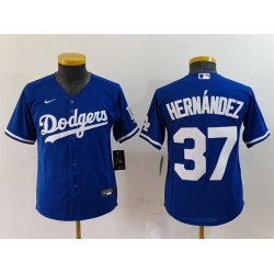 Youth Los Angeles Dodgers 37 Teoscar Hernandez Blue Stitched Baseball Jersey