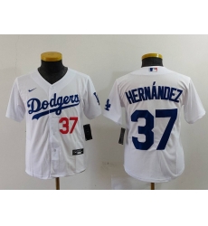 Youth Los Angeles Dodgers 37 Teoscar Hernandez White Stitched Baseball Jersey 3