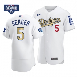 Youth Los Angeles Dodgers Corey Seager 5 Gold Program White Flex Base Stitched Jersey