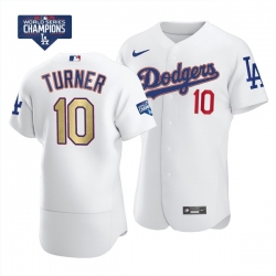 Youth Los Angeles Dodgers Justin Turner 10 Gold Program Designed Edition White Flex Base Stitched Jersey