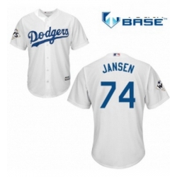 Youth Majestic Los Angeles Dodgers 74 Kenley Jansen Replica White Home 2017 World Series Bound Cool Base MLB Jersey