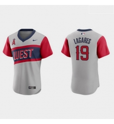 Men Los Angeles Angels 19 Juan Lagares Men Nike Gray 2021 Little League Classic Authentic MLB Jersey