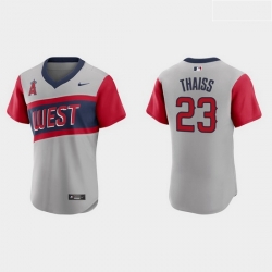 Men Los Angeles Angels 23 Matt Thaiss Men Nike Gray 2021 Little League Classic Authentic MLB Jersey