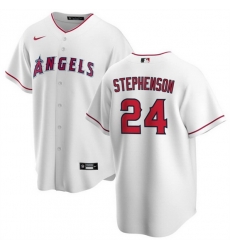 Men Los Angeles Angels 24 Robert Stephenson White Cool Base Stitched Baseball Jersey