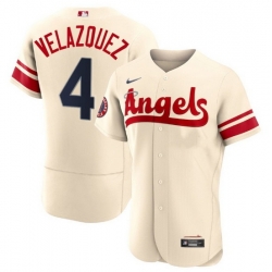 Men Los Angeles Angels 4 Andrew Velazquez 2022 Cream City Connect Flex Base Stitched Jerseyy