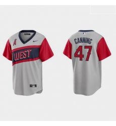 Men Los Angeles Angels 47 Griffin Canning Men Nike Gray 2021 Little League Classic Game MLB Jersey