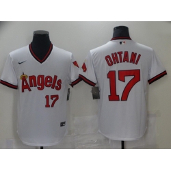 Men Men Los Angeles Angels 17 Ohtani White Game Throwback 2021 Nike MLB Jersey