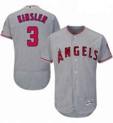 Mens Majestic Los Angeles Angels of Anaheim 3 Ian Kinsler Grey Road Flex Base Authentic Collection MLB Jersey