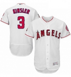 Mens Majestic Los Angeles Angels of Anaheim 3 Ian Kinsler White Home Flex Base Collection 2018 World Series Jersey 