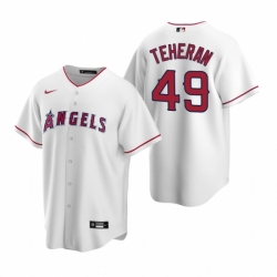 Mens Nike Los Angeles Angels 49 Julio Teheran White Home Stitched Baseball Jersey