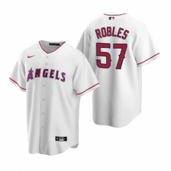 Mens Nike Los Angeles Angels 57 Hansel Robles White Home Stitched Baseball Jersey