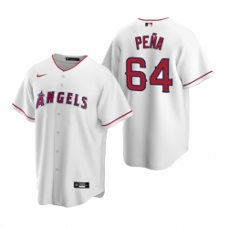 Mens Nike Los Angeles Angels 64 Felix Pena White Home Stitched Baseball Jersey