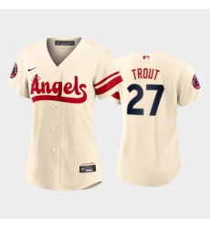 Women Los Angeles Angels 27 Mike Trout 2022 Cream City Connect Stitched Baseball Jerseys