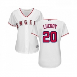 Womens Los Angeles Angels of Anaheim 20 Jonathan Lucroy Replica White Home Cool Base Baseball Jersey 