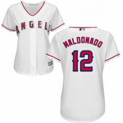 Womens Majestic Los Angeles Angels of Anaheim 12 Martin Maldonado Authentic White Home Cool Base MLB Jersey