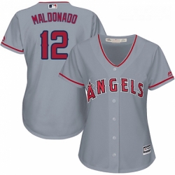 Womens Majestic Los Angeles Angels of Anaheim 12 Martin Maldonado Replica Grey Road Cool Base MLB Jersey