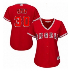 Womens Majestic Los Angeles Angels of Anaheim 30 Nolan Ryan Replica Red Alternate MLB Jersey