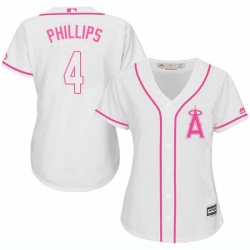 Womens Majestic Los Angeles Angels of Anaheim 4 Brandon Phillips Authentic White Fashion Cool Base MLB Jersey 