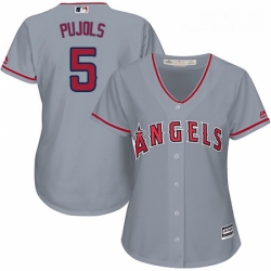 Womens Majestic Los Angeles Angels of Anaheim 5 Albert Pujols Replica Grey MLB Jersey