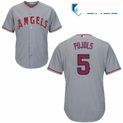 Youth Majestic Los Angeles Angels of Anaheim 5 Albert Pujols Replica Grey Road Cool Base MLB Jersey