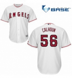 Youth Majestic Los Angeles Angels of Anaheim 56 Kole Calhoun Replica White Home Cool Base MLB Jersey