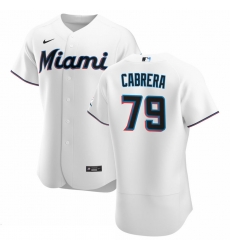 Men Miami Marlins 79 Edward Cabrera Men Nike White Home 2020 Flex Base Player MLB Jersey