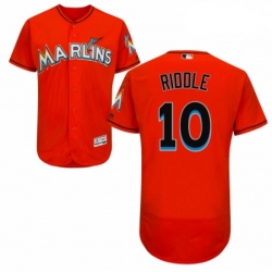 Mens Majestic Miami Marlins 10 JT Riddle Orange Alternate Flex Base Authentic Collection MLB Jersey