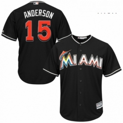 Mens Majestic Miami Marlins 15 Brian Anderson Replica Black Alternate 2 Cool Base MLB Jersey 