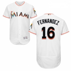 Mens Majestic Miami Marlins 16 Jose Fernandez White Home Flex Base Authentic Collection MLB Jersey