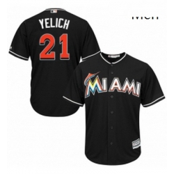 Mens Majestic Miami Marlins 21 Christian Yelich Replica Black Alternate 2 Cool Base MLB Jersey