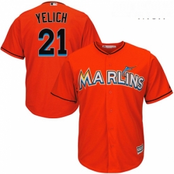 Mens Majestic Miami Marlins 21 Christian Yelich Replica Orange Alternate 1 Cool Base MLB Jersey