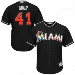 Mens Majestic Miami Marlins 41 Justin Bour Replica Black Alternate 2 Cool Base MLB Jersey 