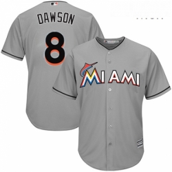 Mens Majestic Miami Marlins 8 Andre Dawson Replica Grey Road Cool Base MLB Jersey