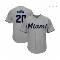 Mens Miami Marlins 20 Wei Yin Chen Replica Grey Road Cool Base Baseball Jersey