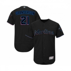 Mens Miami Marlins 21 Curtis Granderson Black Alternate Flex Base Authentic Collection Baseball Jersey