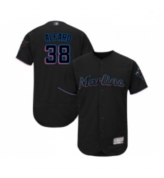 Mens Miami Marlins 38 Jorge Alfaro Black Alternate Flex Base Authentic Collection Baseball Jersey