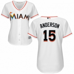 Womens Majestic Miami Marlins 15 Brian Anderson Replica White Home Cool Base MLB Jersey 