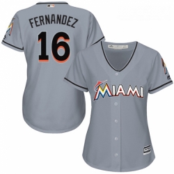 Womens Majestic Miami Marlins 16 Jose Fernandez Authentic Grey Road Cool Base MLB Jersey