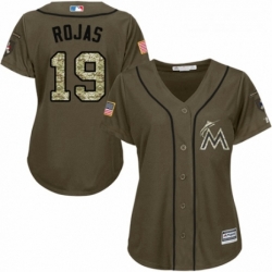 Womens Majestic Miami Marlins 19 Miguel Rojas Authentic Green Salute to Service MLB Jersey 