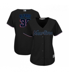 Womens Miami Marlins 38 Jorge Alfaro Replica Black Alternate 2 Cool Base Baseball Jersey 