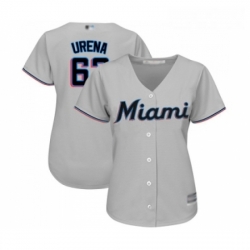 Womens Miami Marlins 62 Jose Urena Replica Grey Road Cool Base Baseball Jersey 