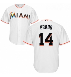 Youth Majestic Miami Marlins 14 Martin Prado Authentic White Home Cool Base MLB Jersey