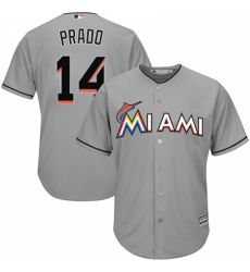 Youth Majestic Miami Marlins 14 Martin Prado Replica Grey Road Cool Base MLB Jersey