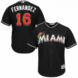 Youth Majestic Miami Marlins 16 Jose Fernandez Authentic Black Alternate 2 Cool Base MLB Jersey