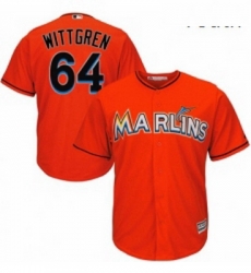 Youth Majestic Miami Marlins 64 Nick Wittgren Authentic Orange Alternate 1 Cool Base MLB Jersey 